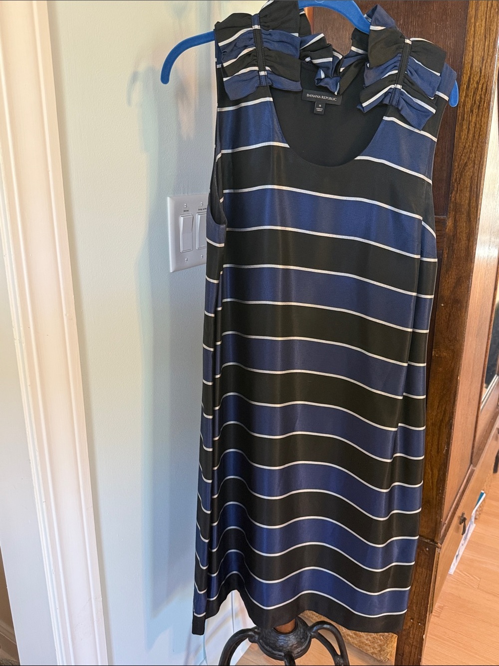 Black and Blue Striped Sleeveless Dress by Banana Republic